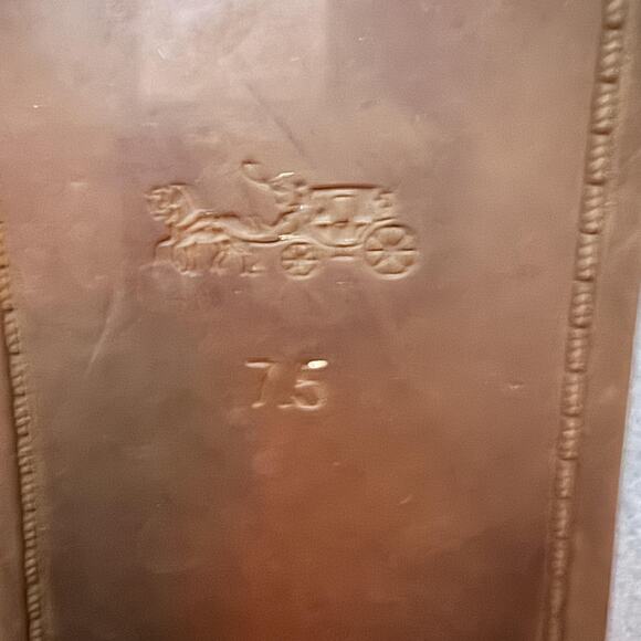 Coach Sandals Womens Size 7.5 Tan Brown Leather Thong Flip Flop Heart Logo - Picture 10 of 11